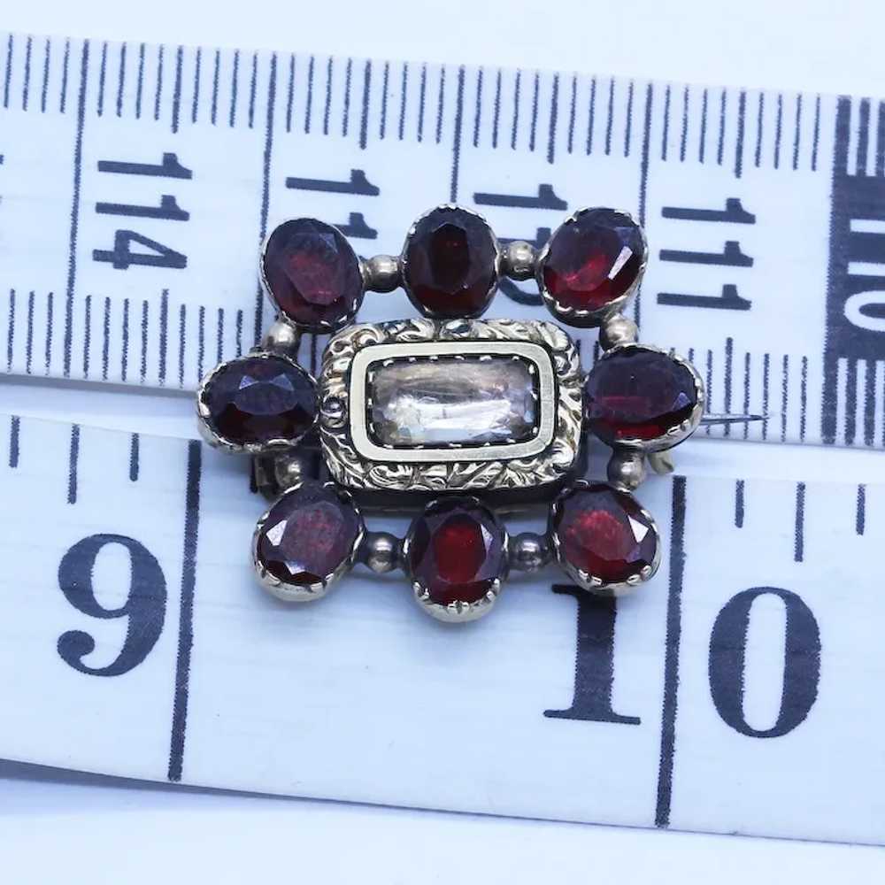 Antique Georgian Brooch Gold Garnet Crystal Engli… - image 4