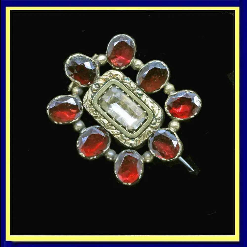 Antique Georgian Brooch Gold Garnet Crystal Engli… - image 6