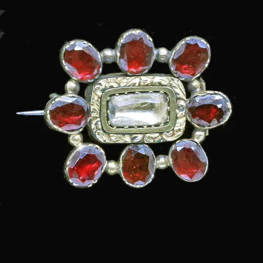 Antique Georgian Brooch Gold Garnet Crystal Engli… - image 7