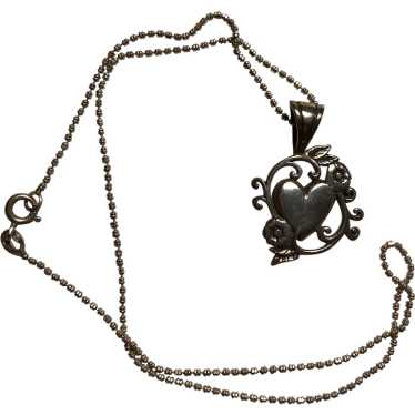 Vintage JezLaine Sterling Heart Pendant and Chain - image 1