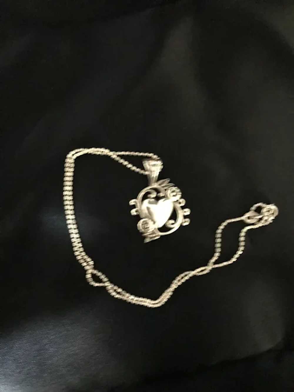 Vintage JezLaine Sterling Heart Pendant and Chain - image 6