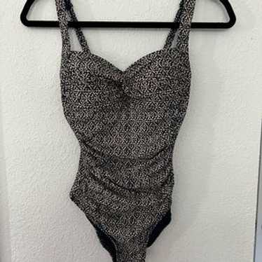 Nip Tuck Shirred Maillot Stripe Size 4 - image 1