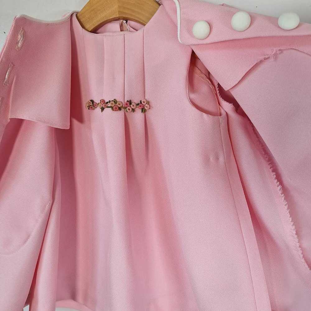 Vintage Girls 70s Pink Dress & Jacket Set Chest 2… - image 11