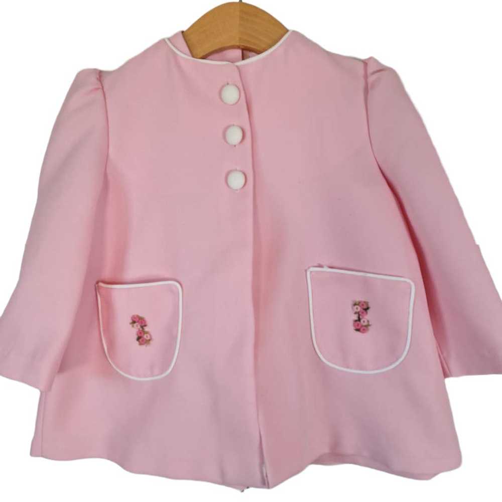 Vintage Girls 70s Pink Dress & Jacket Set Chest 2… - image 1