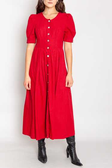 Plain dirndl Red With Silver Buttons