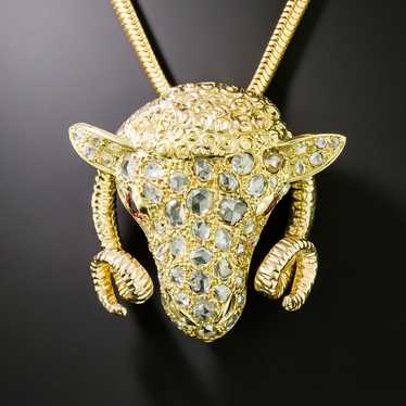 Diamond Ram's Head Pendant/Brooch - image 1