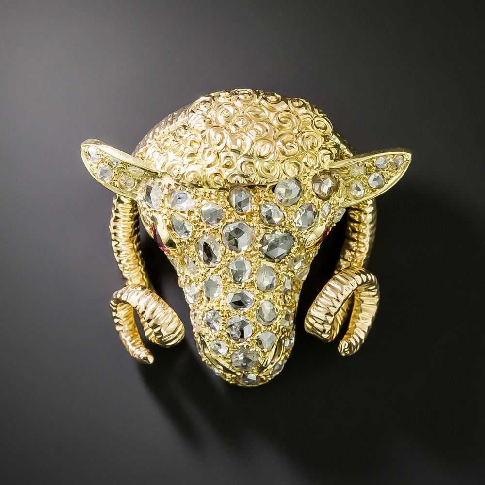 Diamond Ram's Head Pendant/Brooch - image 3