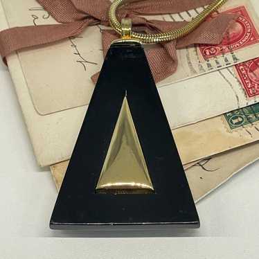 Alice Caviness Black and Gold Triangle Necklace - image 1