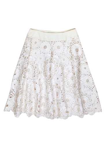 Akris - Ivory Eyelet Lace A-Line Skirt Sz 8