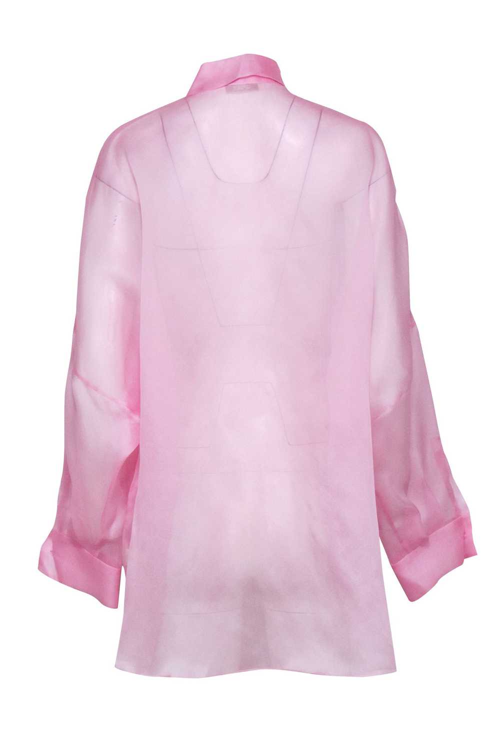 Lapointe - Pink Silk Sheer Button-Up Oversized Bl… - image 3