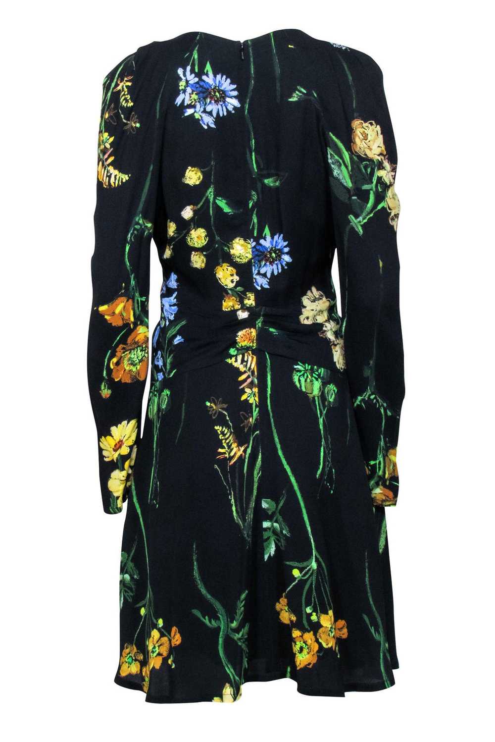 Lela Rose - Black & Multi Color Floral Print Dres… - image 3