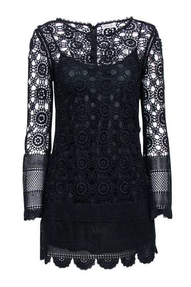 LoveShackFancy - Black Crochet Knit Lace Mini Dres