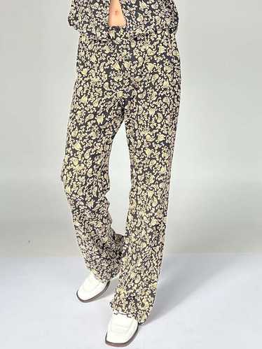 Patterned Silk Pants - Black/Cream