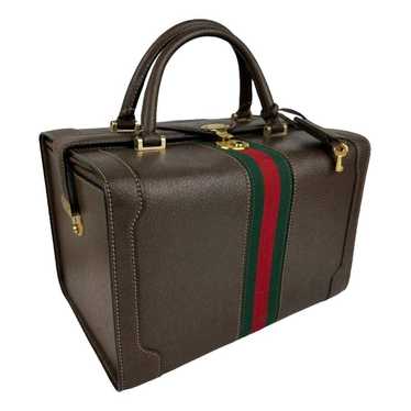 Vintage GUCCI Black Exotic Leather Box Shoulder Bag For Sale at