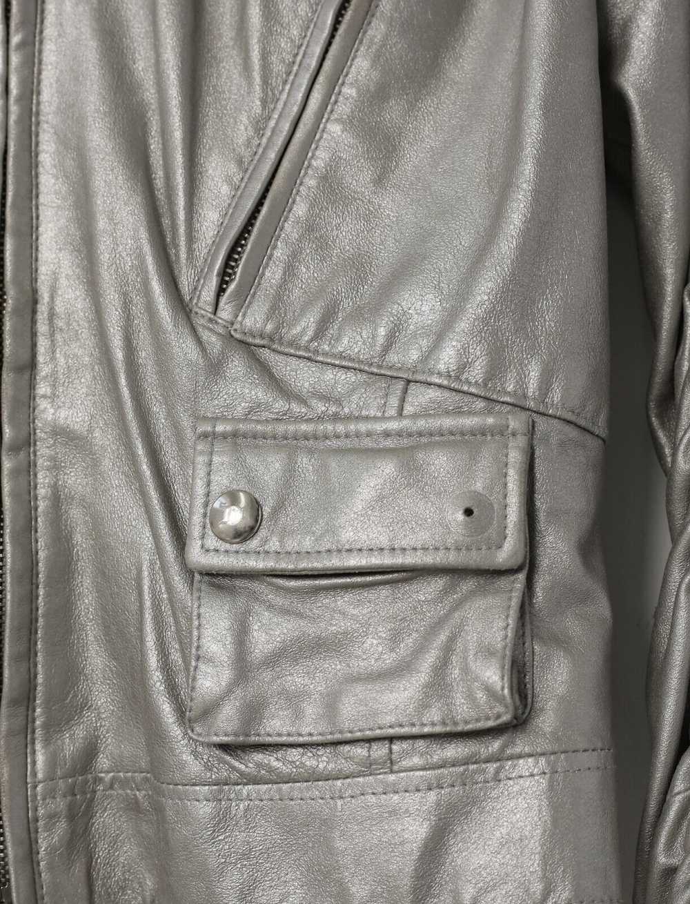 Versace 2000s Silver Lace Up Biker Jacket - image 3