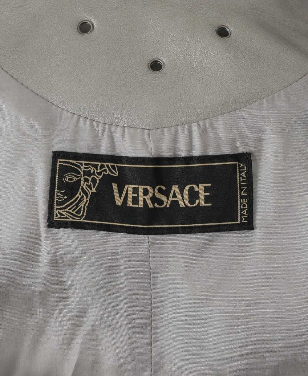 Versace 2000s Silver Lace Up Biker Jacket - image 4
