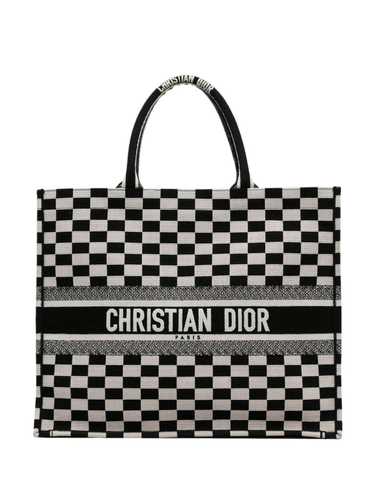 Large Dior Book Tote White and Black Toile de Jouy Voyage Embroidery (42 x  35 x 18.5 cm)