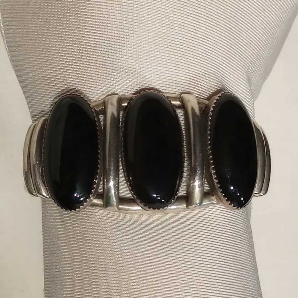 P. Lee Navajo sterling silver black onyx cuff bra… - image 9