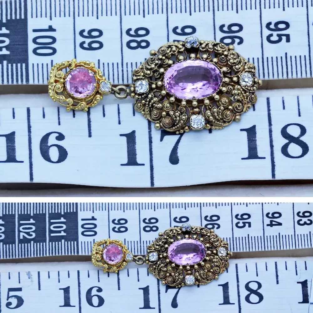 Antique Victorian Earrings Cannetille Pink Topaz … - image 5