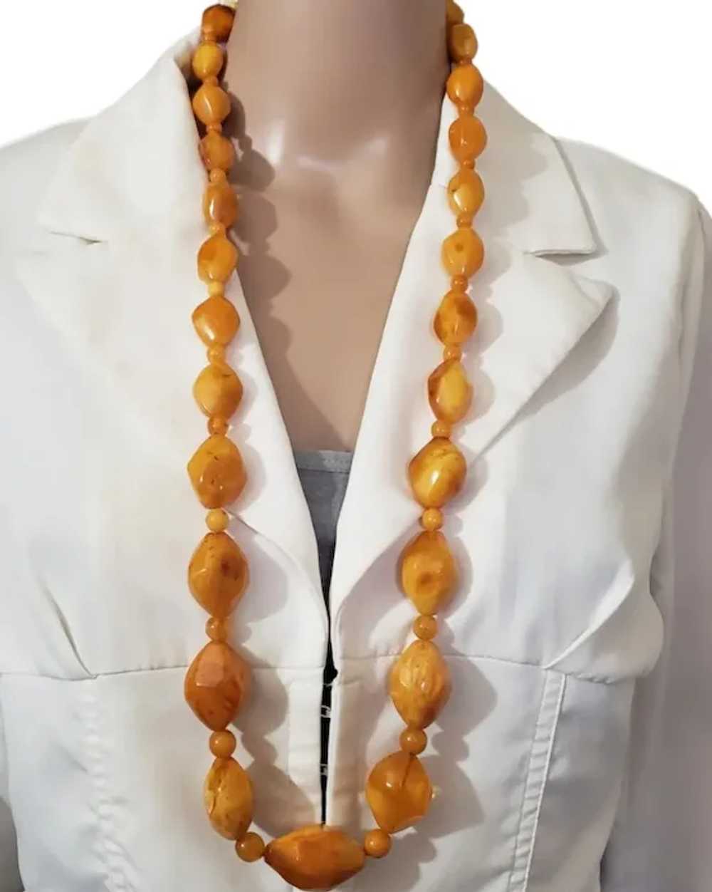 Natural Baltic Butterscotch Eggyolk Amber Necklac… - image 2