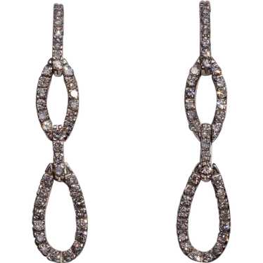 Mid Century Granulated Diamond Dangler Earrings in