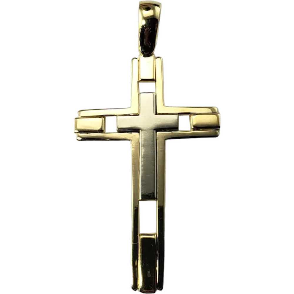Vintage 14 Karat Yellow and White Gold Cross Pend… - image 1