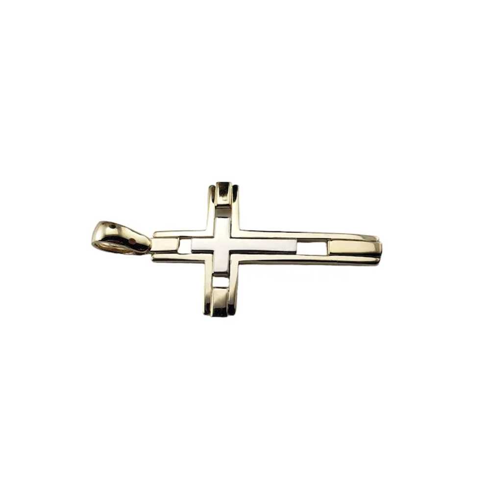 Vintage 14 Karat Yellow and White Gold Cross Pend… - image 2
