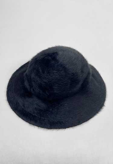 70's Vintage Ladies Black Felt Fedora Floppy Hat