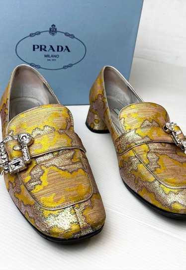 Pre loved Prada loafer in yellow gold