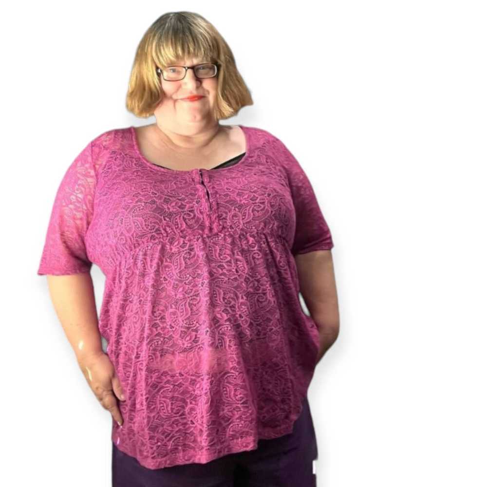 Other Torrid Lace Babydoll Magenta Blouse 3X! - image 3
