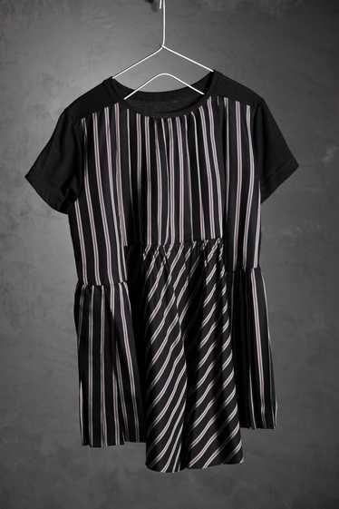 Sacai Sacai Back Striped Pleated Switching T-Shirt