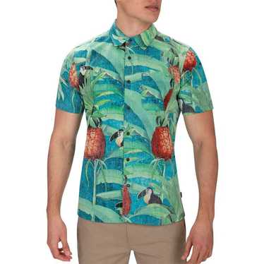 Hurley Hurley Mens M Green Tropical Print Short S… - image 1