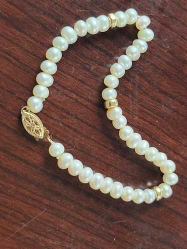 Designer 14k Yellow Gold Beads Real Pearls 5mm Whi
