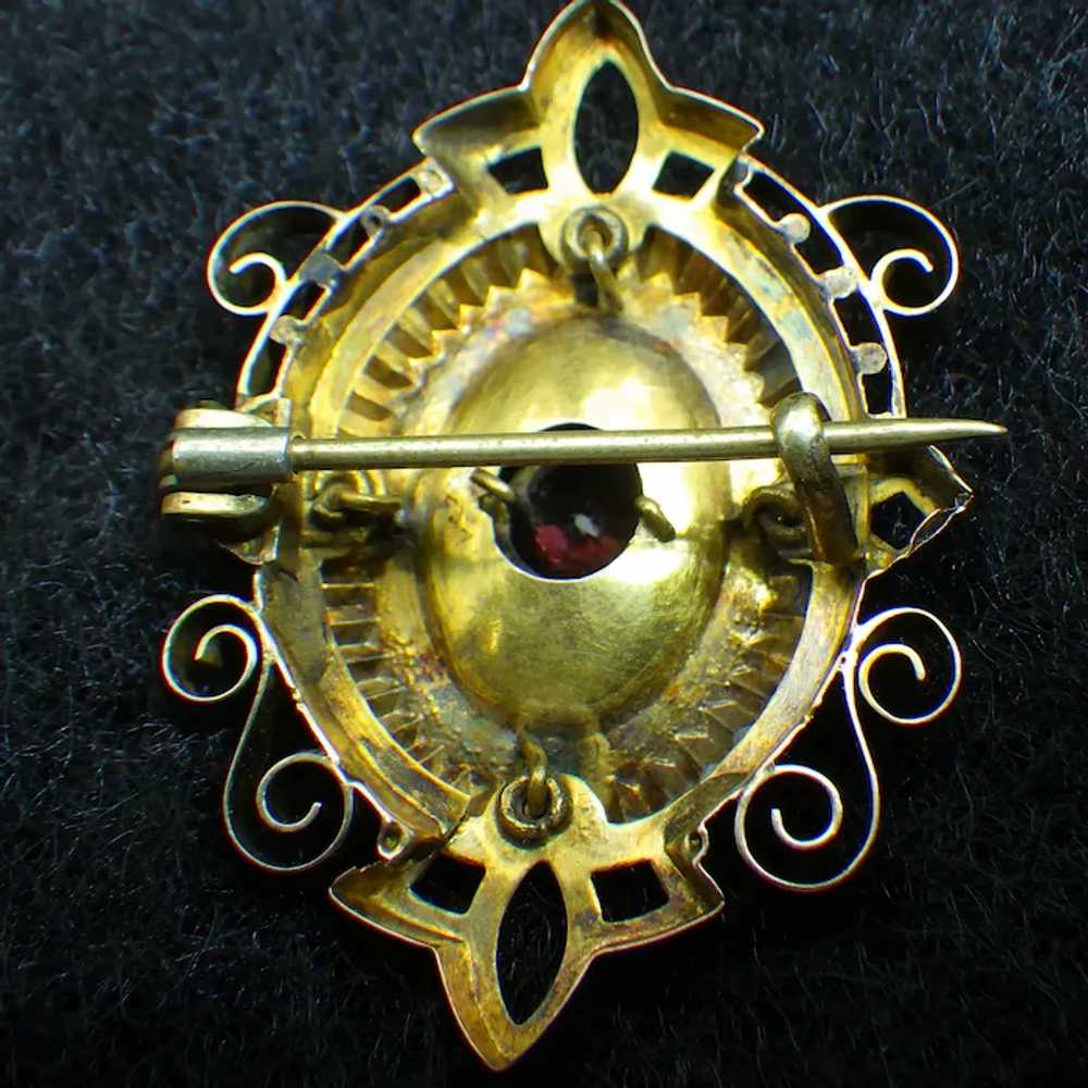 1850s Victorian Rolled Gold Brooch with Seed Pear… - image 2