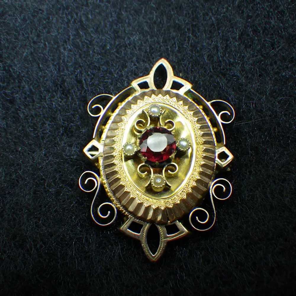 1850s Victorian Rolled Gold Brooch with Seed Pear… - image 5