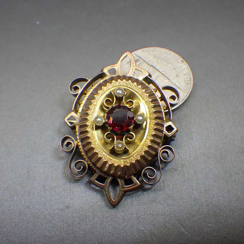 1850s Victorian Rolled Gold Brooch with Seed Pear… - image 8