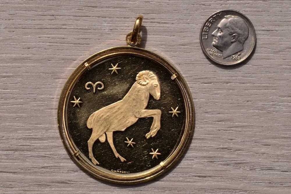 Uno E Erra Italian Made Massive Zodiac Pendant in… - image 2