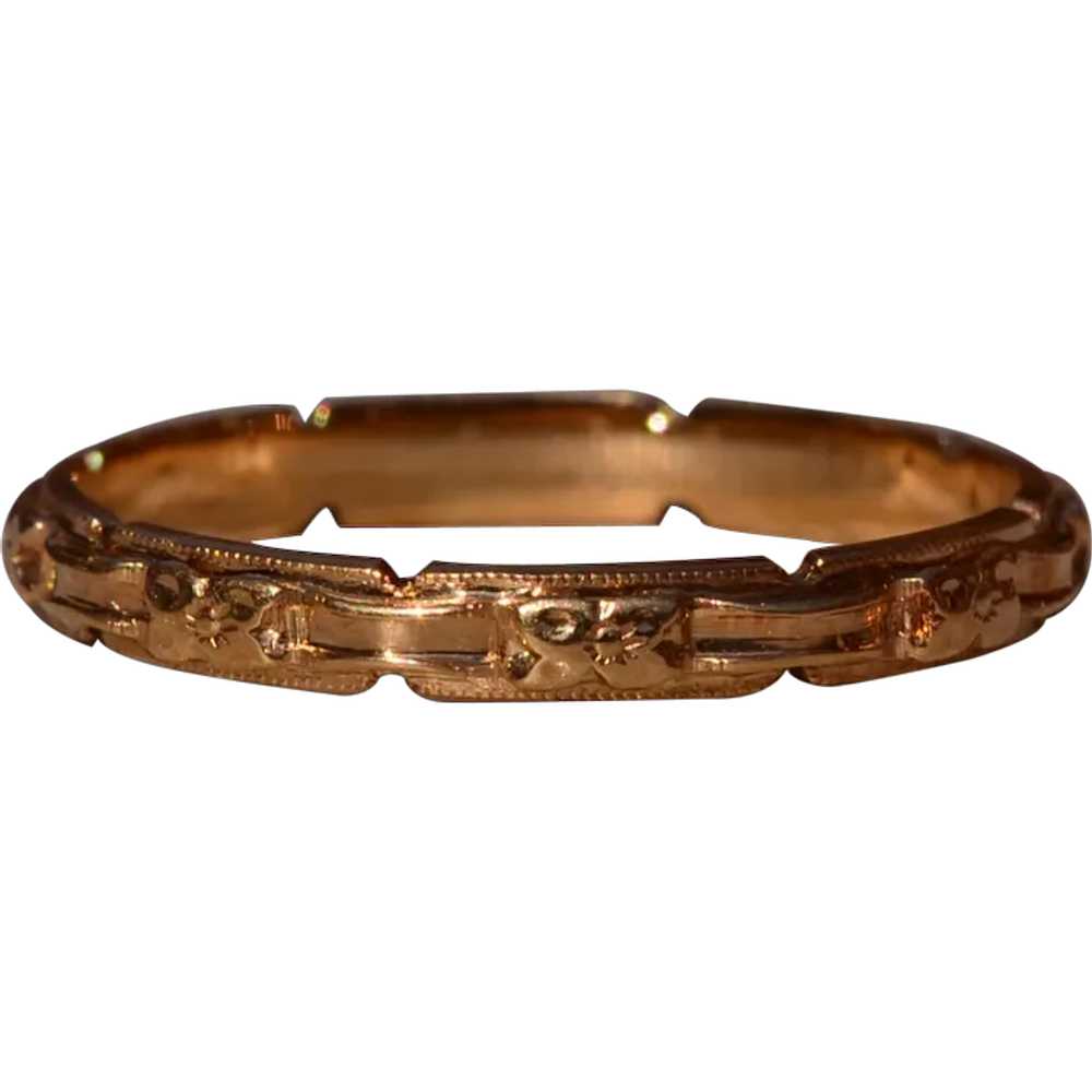 Antique Yellow Gold Hand Engraved Eternity Band - image 1
