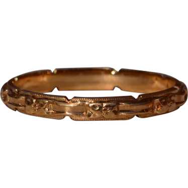 Antique Yellow Gold Hand Engraved Eternity Band - image 1