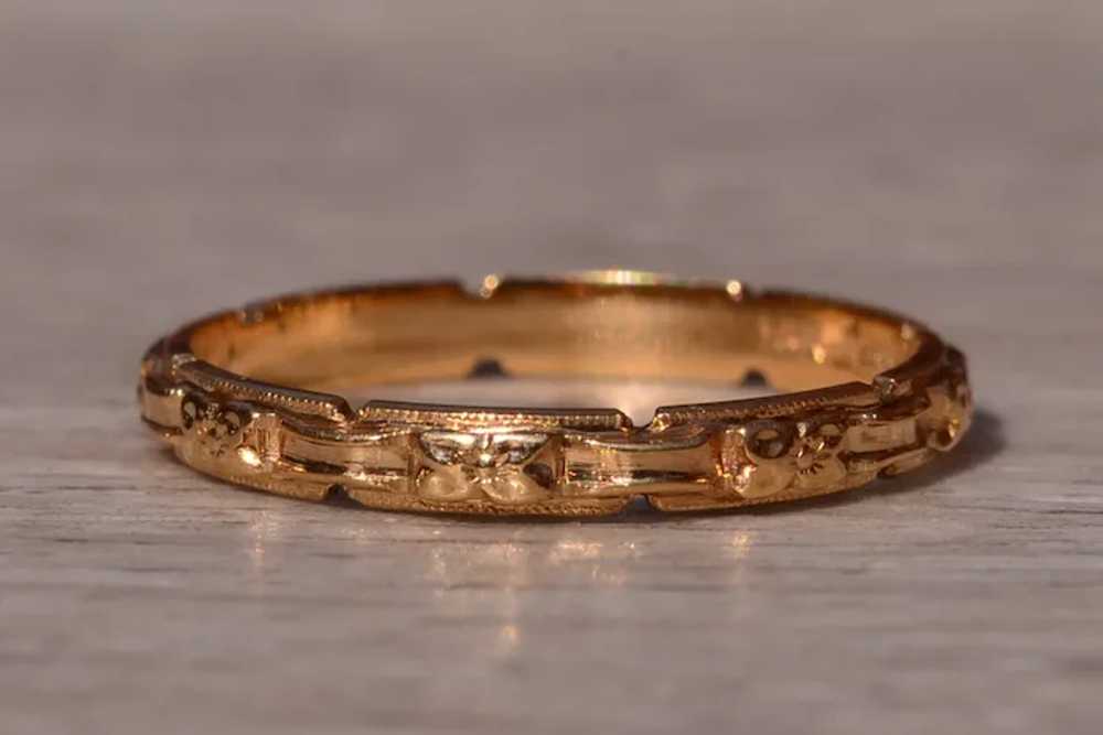 Antique Yellow Gold Hand Engraved Eternity Band - image 2