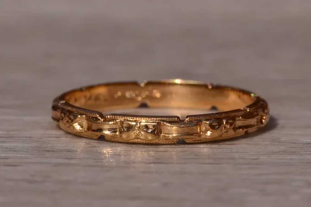 Antique Yellow Gold Hand Engraved Eternity Band - image 3