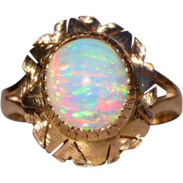 Mid Century Opal Ring in Yellow Gold - image 1