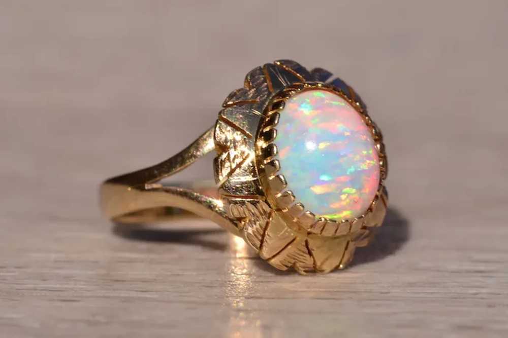 Mid Century Opal Ring in Yellow Gold - image 5