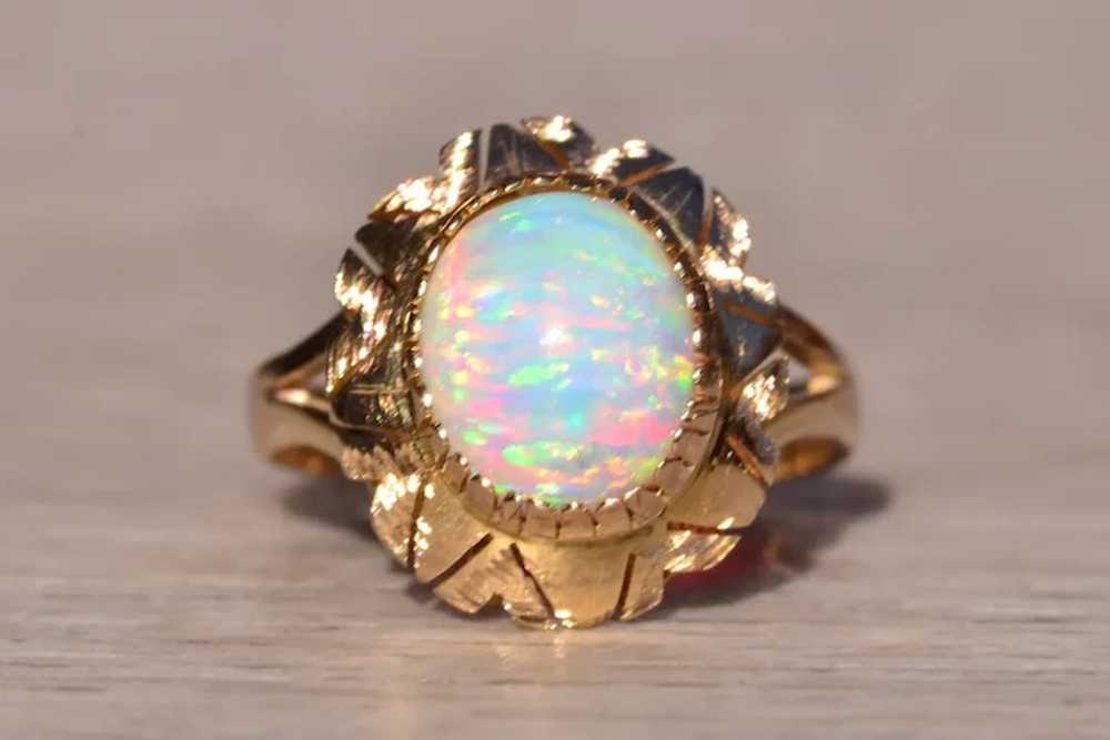 Mid Century Opal Ring in Yellow Gold - image 6