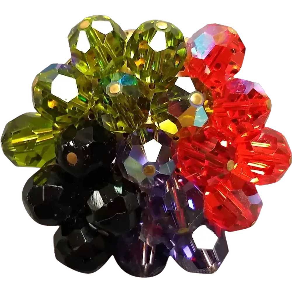 Vintage Vivid Multi Color Faceted Crystal Bead Cl… - image 1