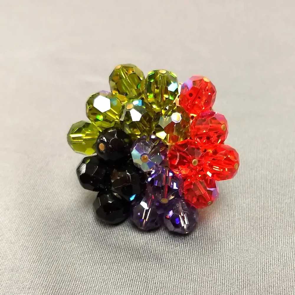 Vintage Vivid Multi Color Faceted Crystal Bead Cl… - image 2