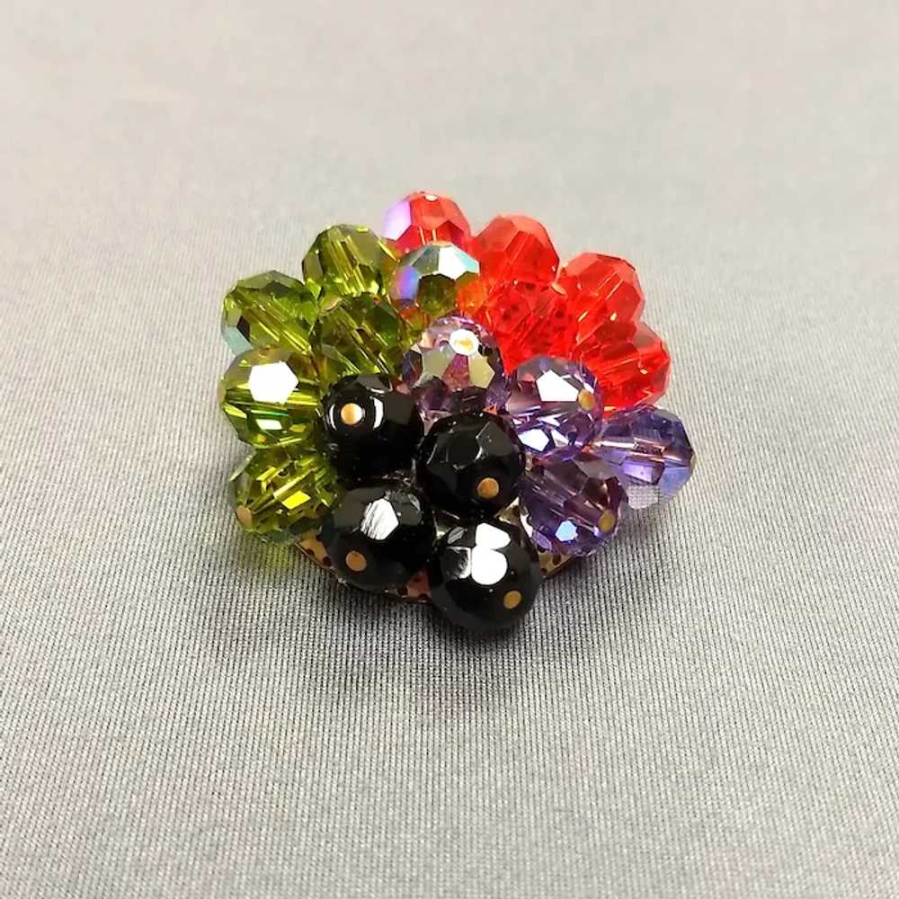 Vintage Vivid Multi Color Faceted Crystal Bead Cl… - image 8