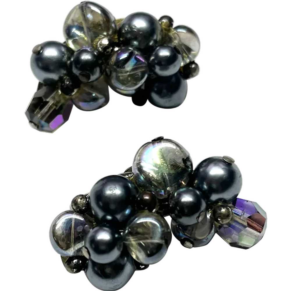 Vintage Crown Trifari Crystal Beaded Earrings - image 1