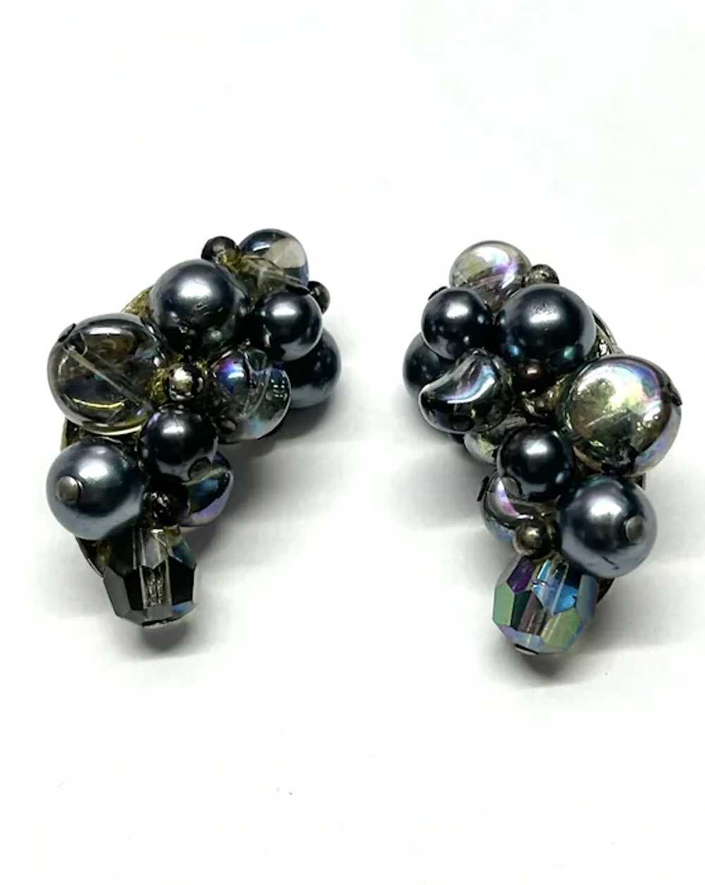 Vintage Crown Trifari Crystal Beaded Earrings - image 2