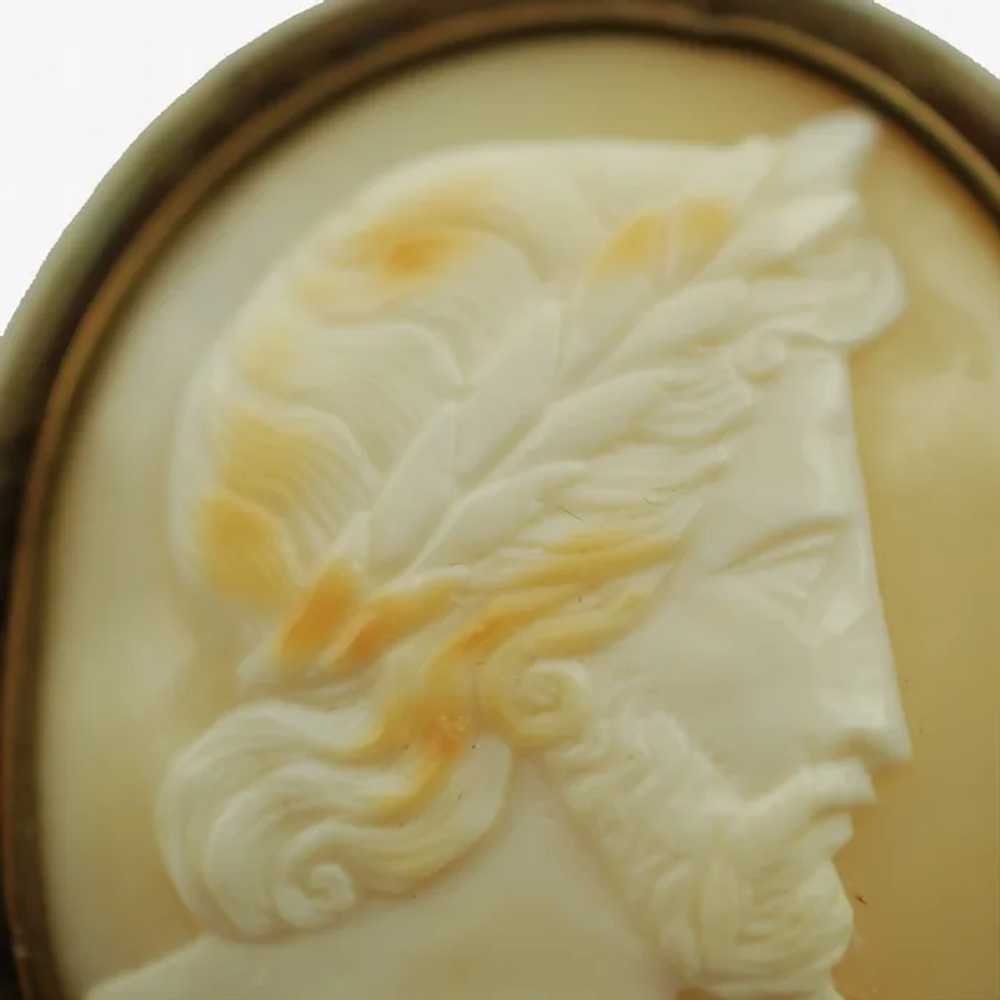 Antique Hand Carved Zeus Shell Cameo Brooch Pin - image 4